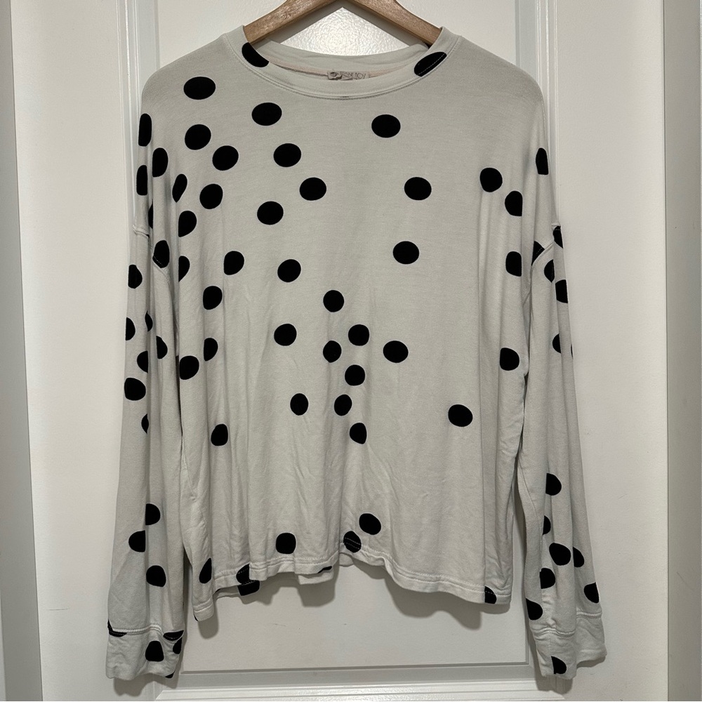 Eliane Rose | Polka Dot Long Sleeve Tee - Black and White Crew Neck